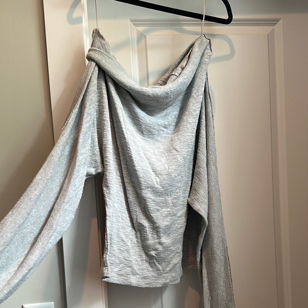 Gray Off-Shoulder Sweater